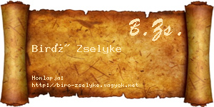 Biró Zselyke névjegykártya